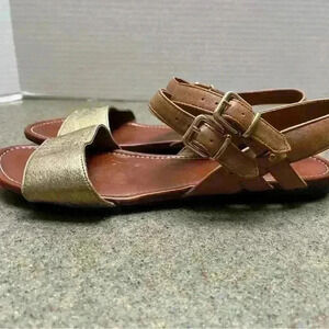 Lucky Artisan’s Gold and Tan strap sandals Women’s Size 9.5 M